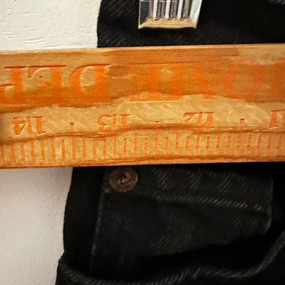 ZARA 2 Black high rise wide leg raw hem 100% cotton woman jean boho - Picture 8 of 14